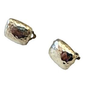 RALPH LAUREN 925 Sterling Silver Vintage Hammered Clip On Earrings